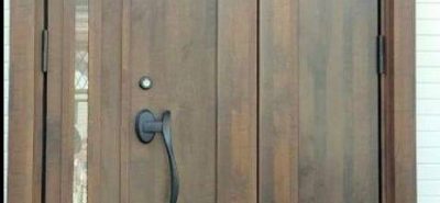 施工事例：泉大津市でアルミ親子ドアから、木目調のリシェント玄関ドア3　D77型へ・・・アンティークなドア交換